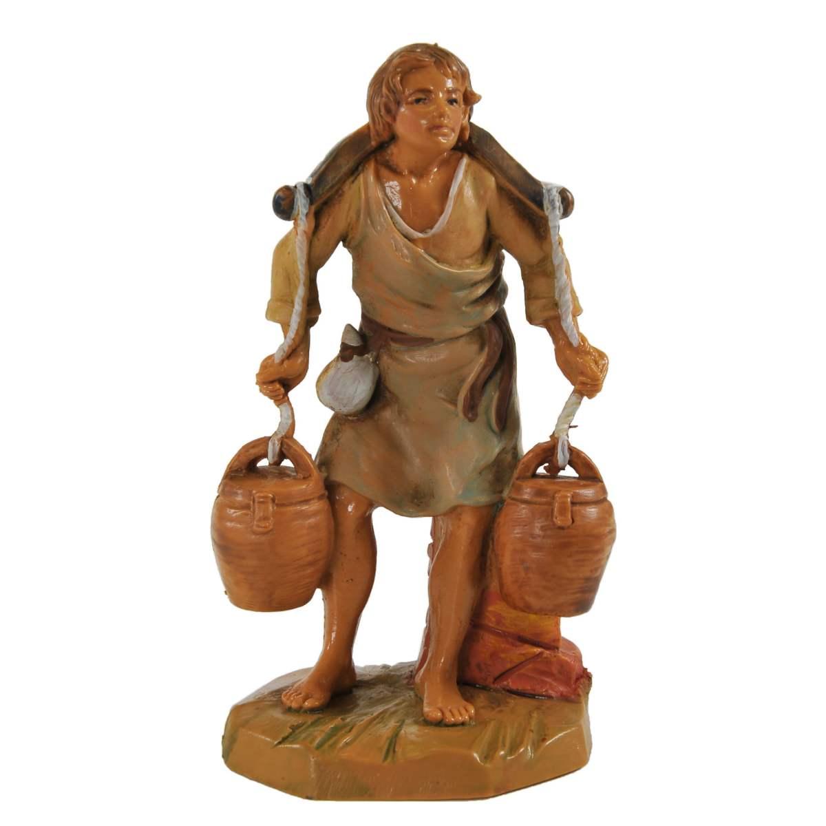 Statua cm.9,5 Pastore con Secchi a Tracolla | Fontanini