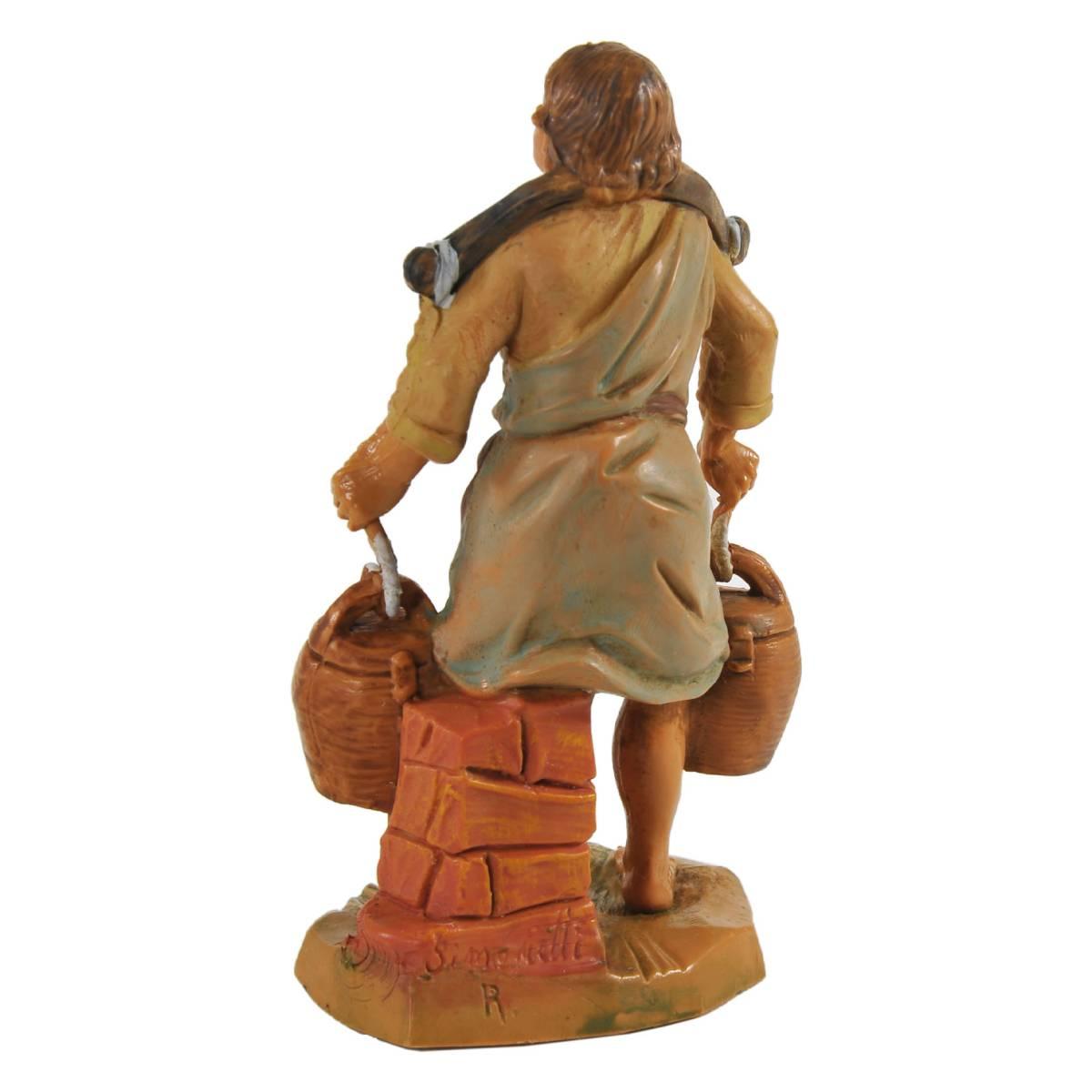 Statua cm.9,5 Pastore con Secchi a Tracolla | Fontanini