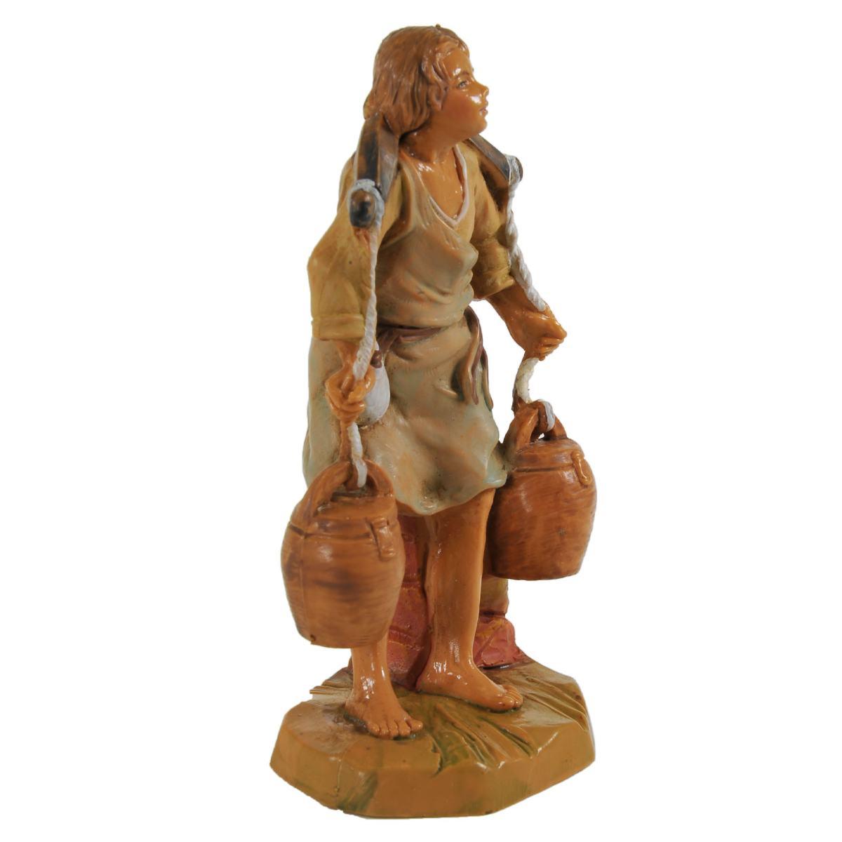 Statua cm.9,5 Pastore con Secchi a Tracolla | Fontanini