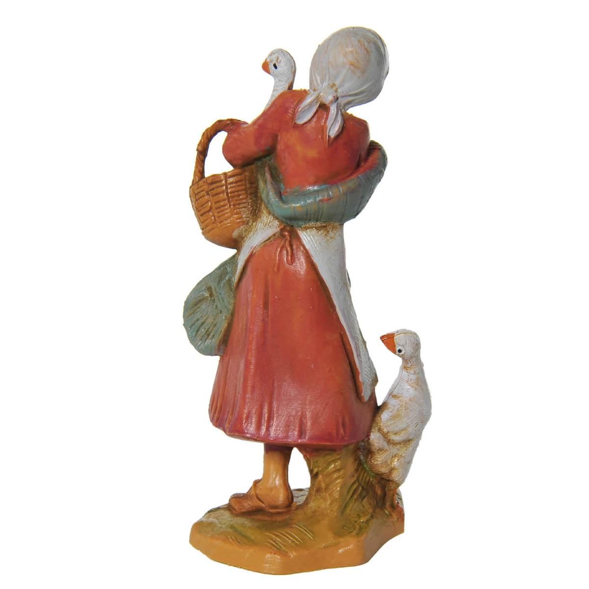 Statua cm.9,5 Pastorella con Oche e Cesta | Fontanini
