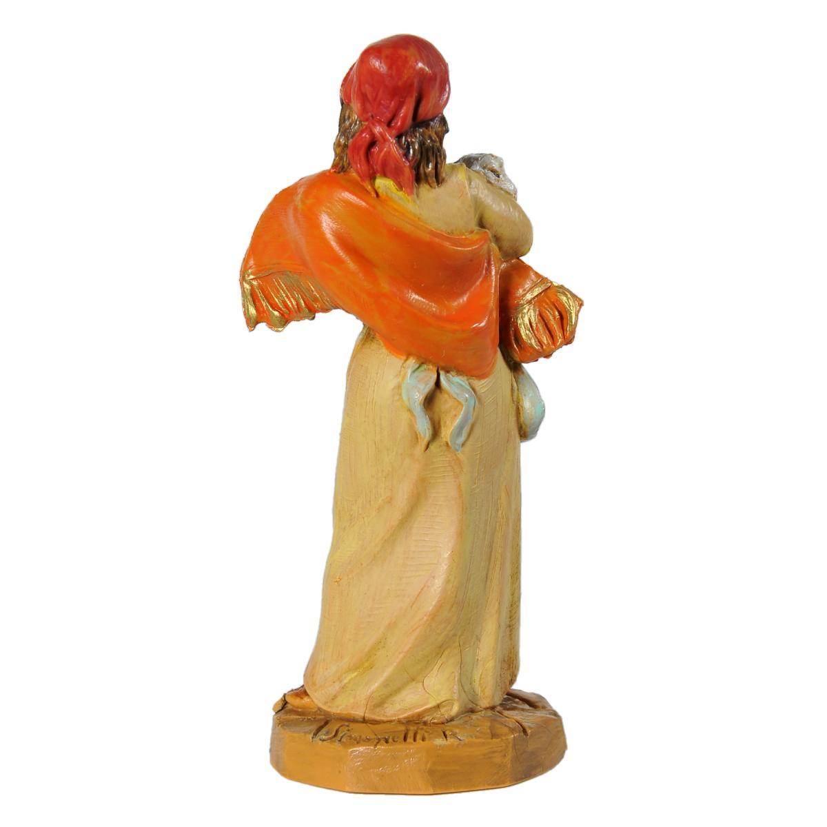 Statua cm.9,5 Pastorella con Pecora in Braccio | Fontanini