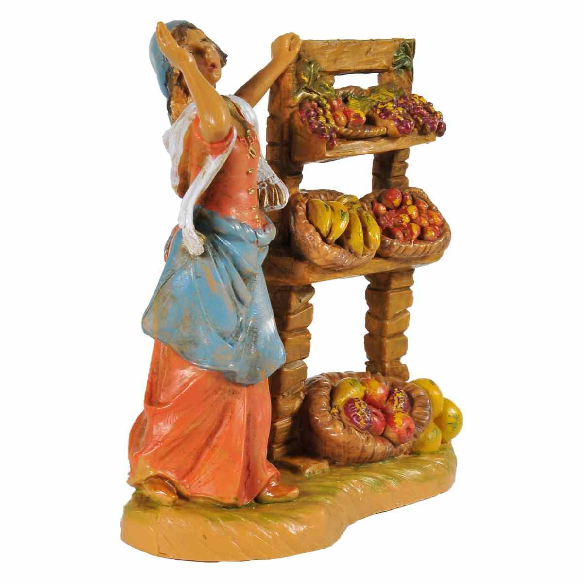 Statua cm.9,5 Fruttivendola con Banco | Fontanini
