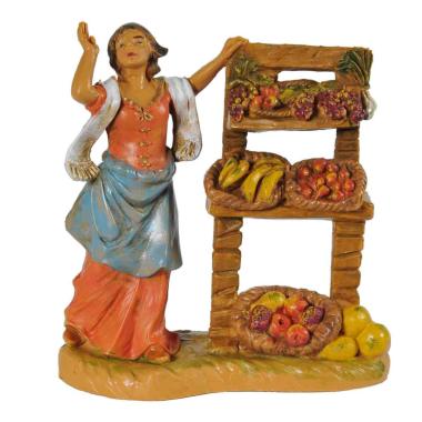 Statua cm.9,5 Fruttivendola con Banco | Fontanini