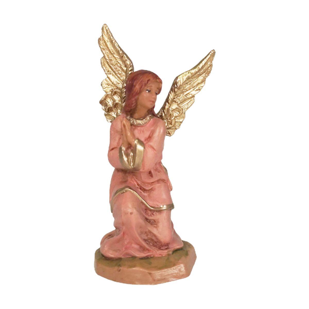 Statua cm.9,5 Angelo in Ginocchio con Abito Rosa cm.4,5x4xH9,2 | Fontanini