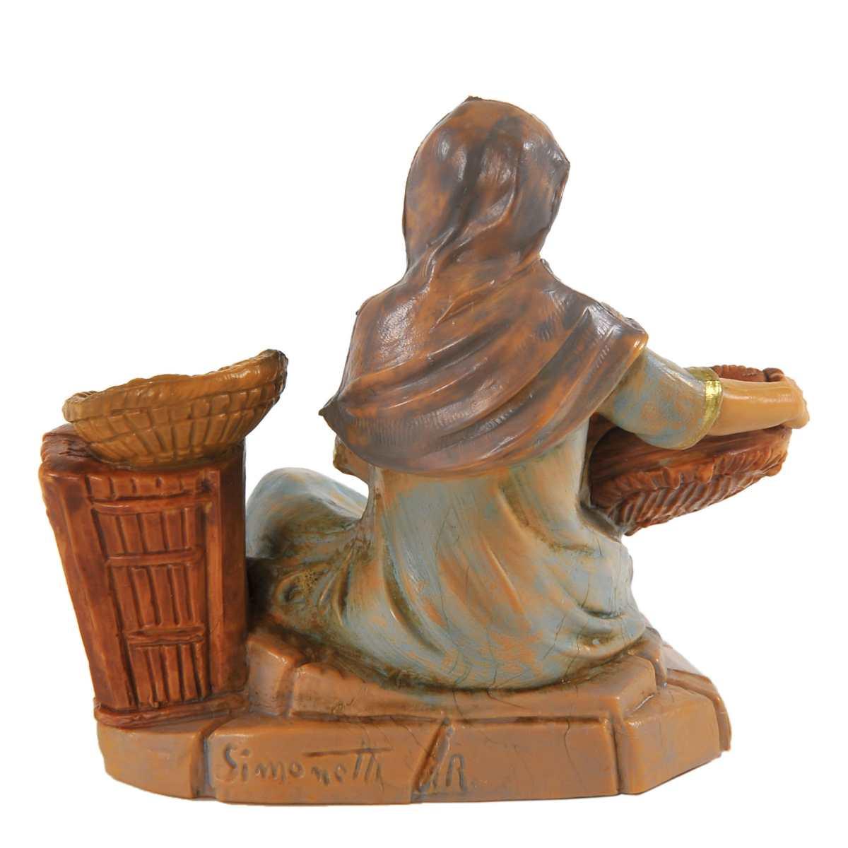 Statua cm.9,5 Pastorella con 3 Ceste Seduta | Fontanini