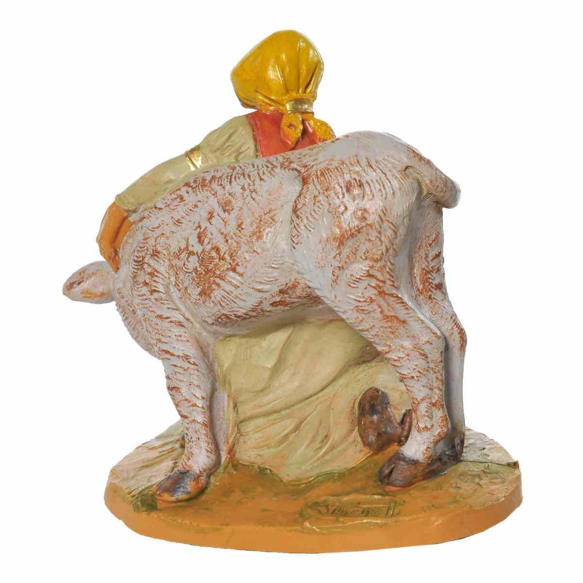 Statua cm.12 Pastorella con Vitello | Fontanini