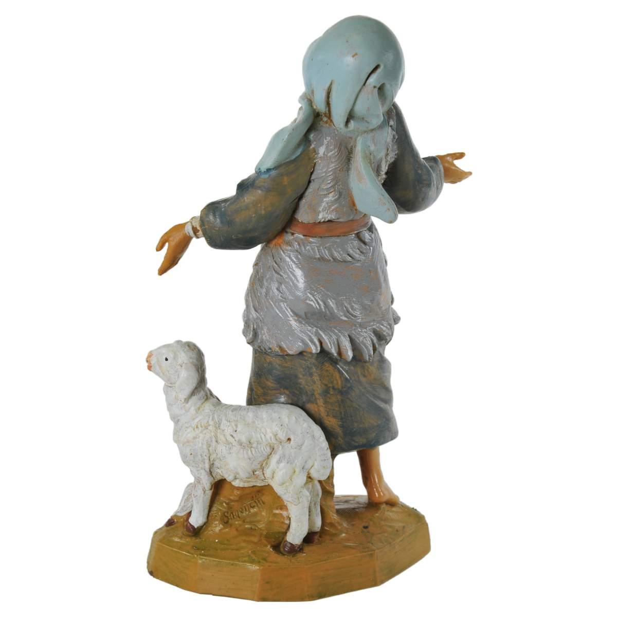 Statua cm.19 Pastorella Meravigliato con Pecore | Fontanini