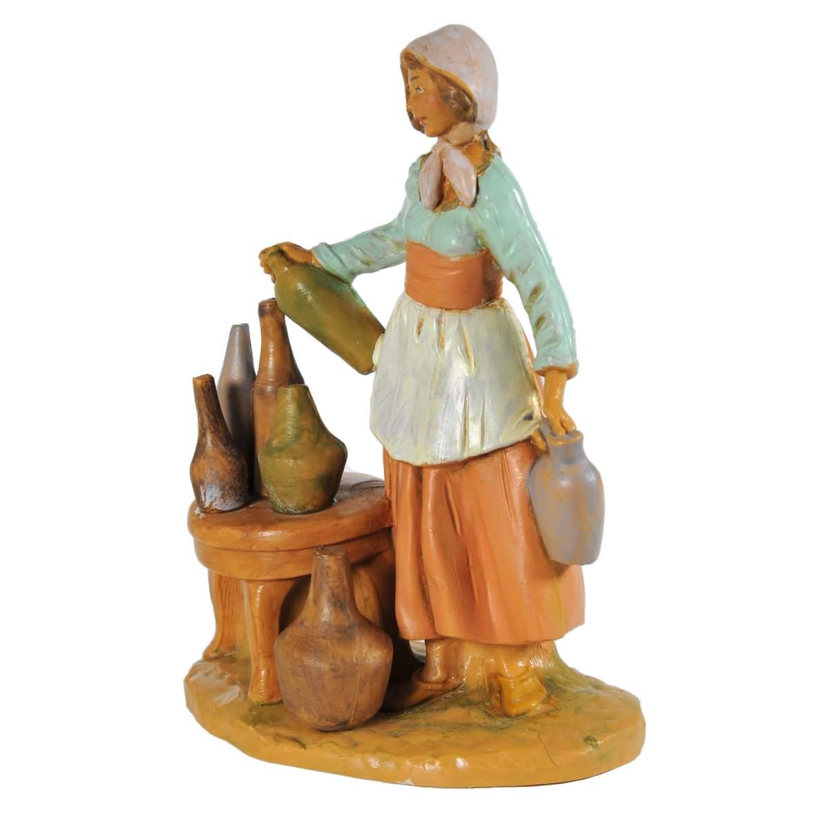 Statua cm.12 Vetraia con Vasi e Bottiglie | Fontanini