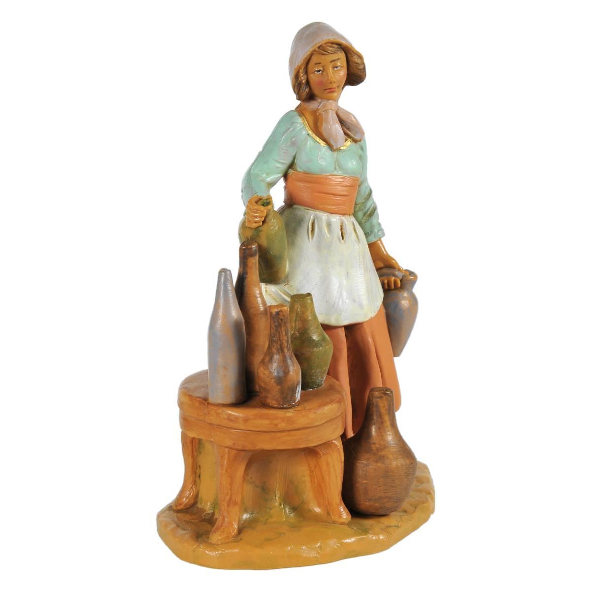 Statua cm.12 Vetraia con Vasi e Bottiglie | Fontanini