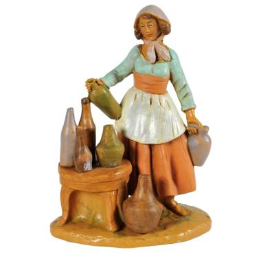 Statua cm.12 Vetraia con Vasi e Bottiglie | Fontanini
