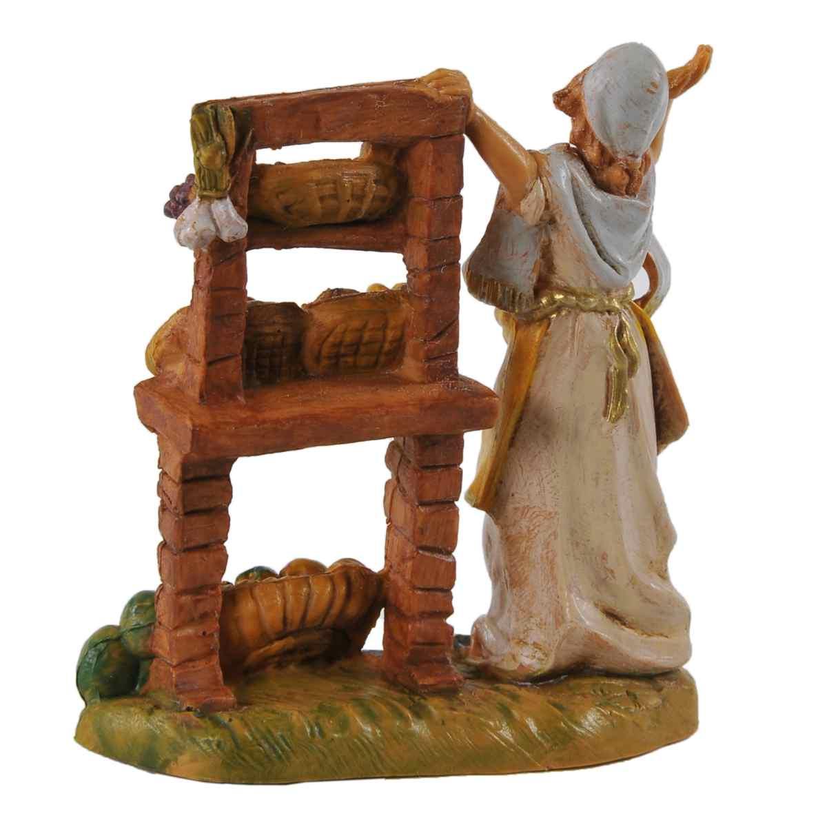 Statua 6.5 cm donna con banco frutta