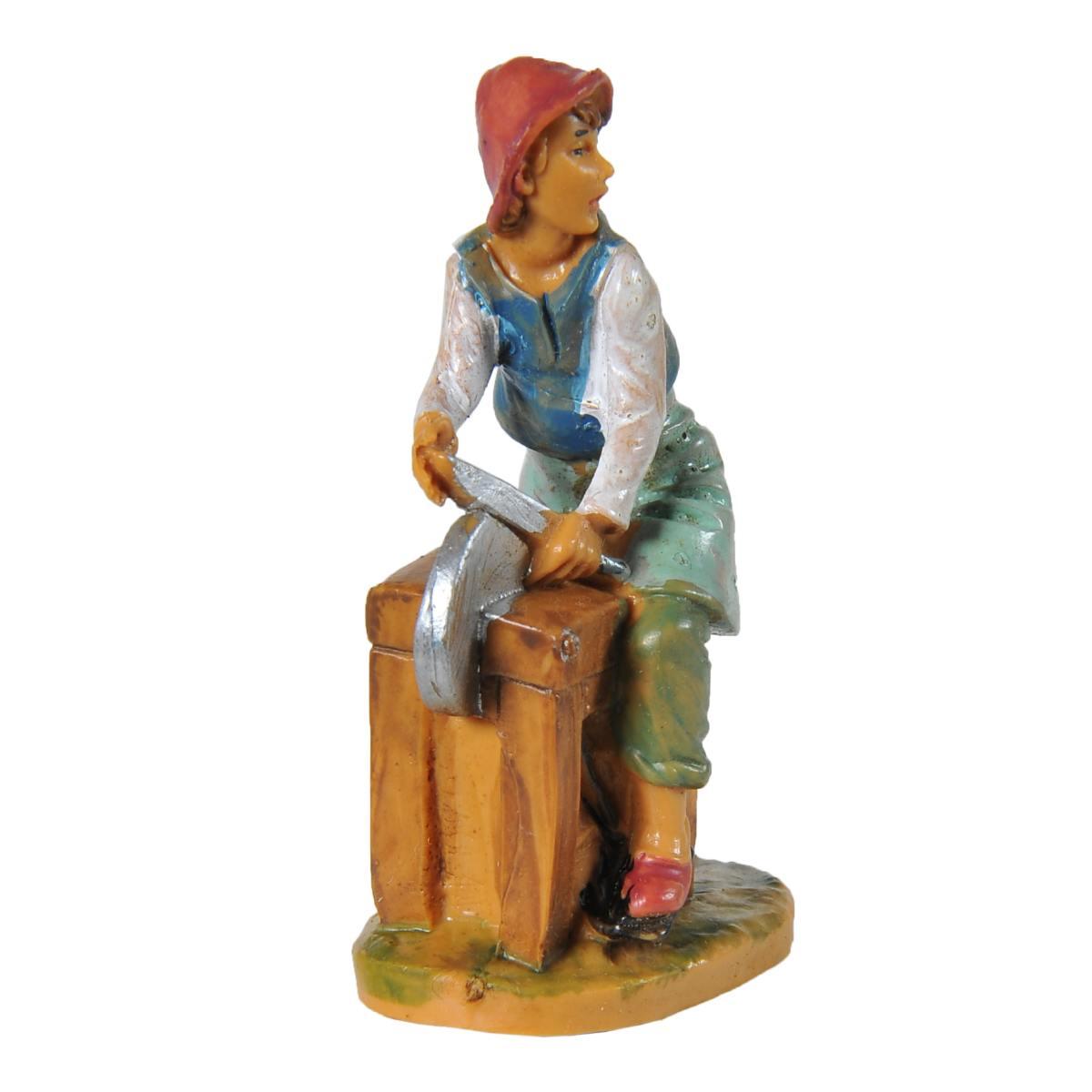 Statua cm.6,5 Arrotino con Banco Lavoro | Fontanini