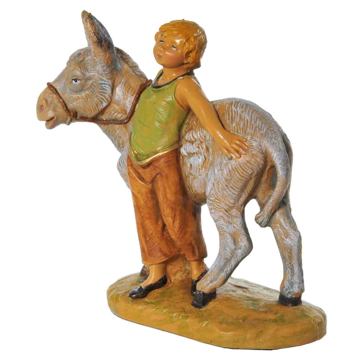 Statua cm.12 Nisan Bambino con Asino | Fontanini