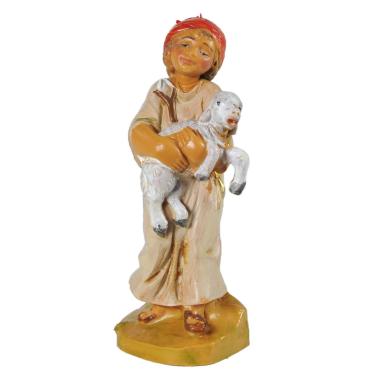 Statua presepe 9.5 cm bambino con agnello