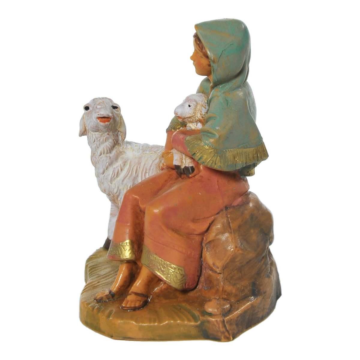 Statua cm.9,5 Pastorella Seduta con Pecora | Fontanini