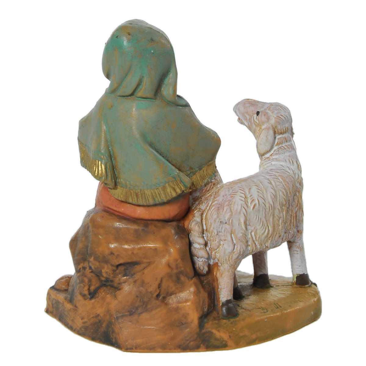 Statua cm.9,5 Pastorella Seduta con Pecora | Fontanini
