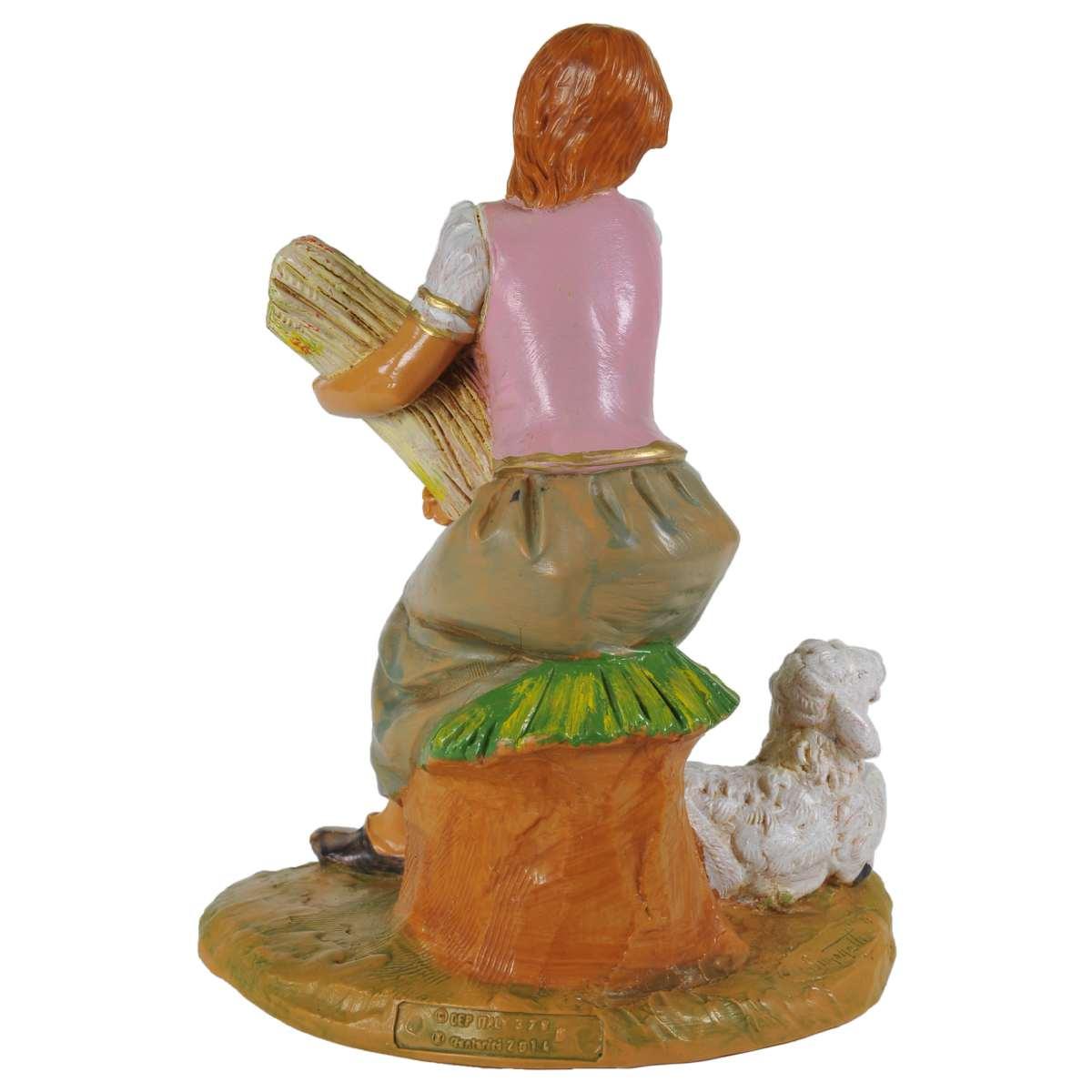 Statua cm.19 Pastorella Seduta con Pecora | Fontanini