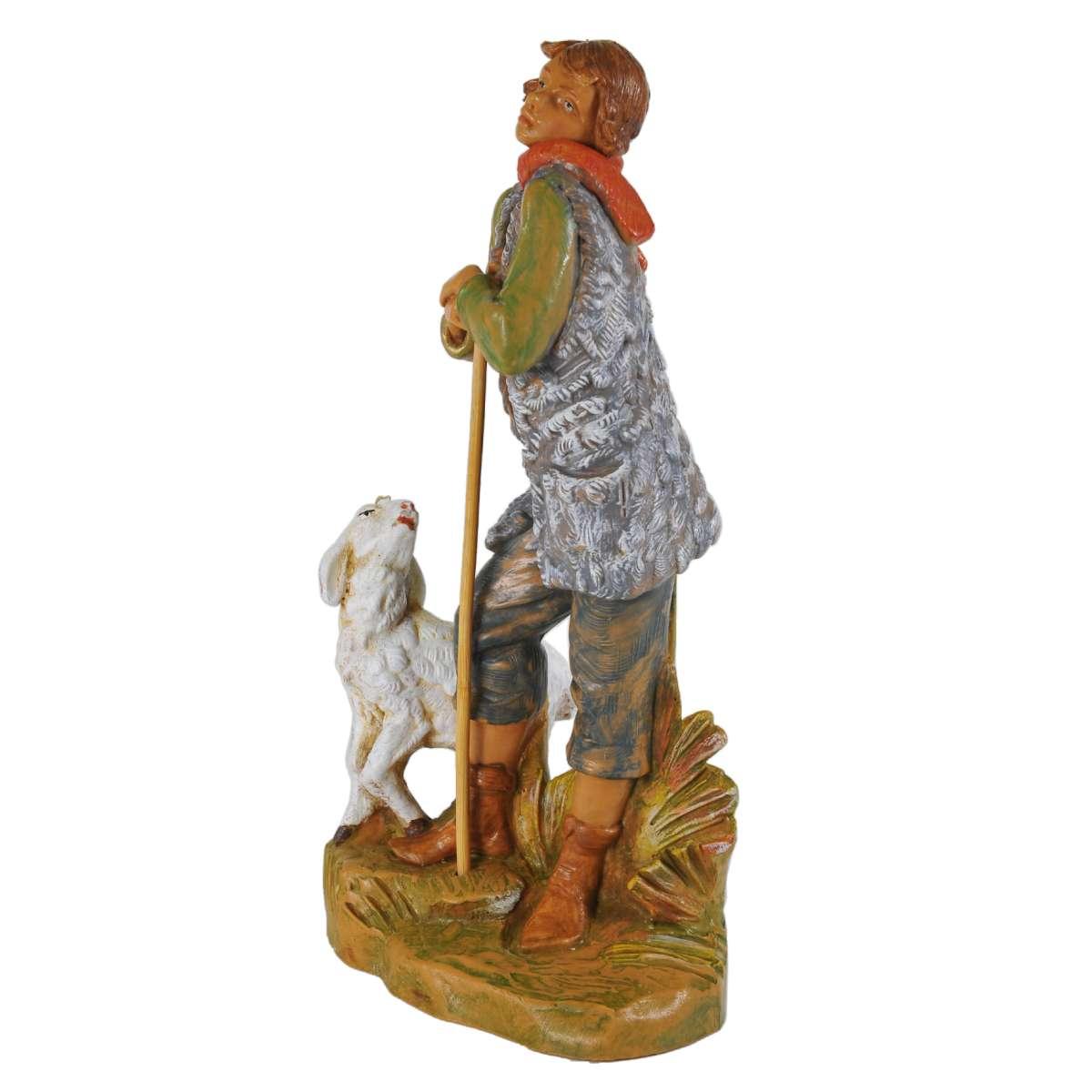 Statua cm.19 Pastore con Bastone e Pecora | Fontanini