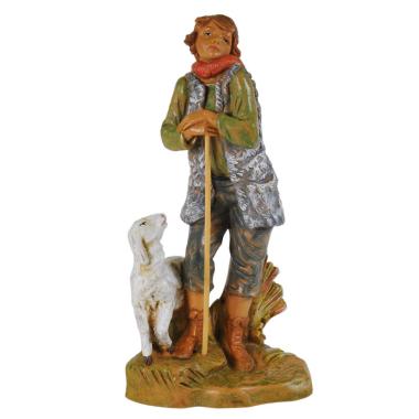 Statua cm.19 Pastore con Bastone e Pecora | Fontanini