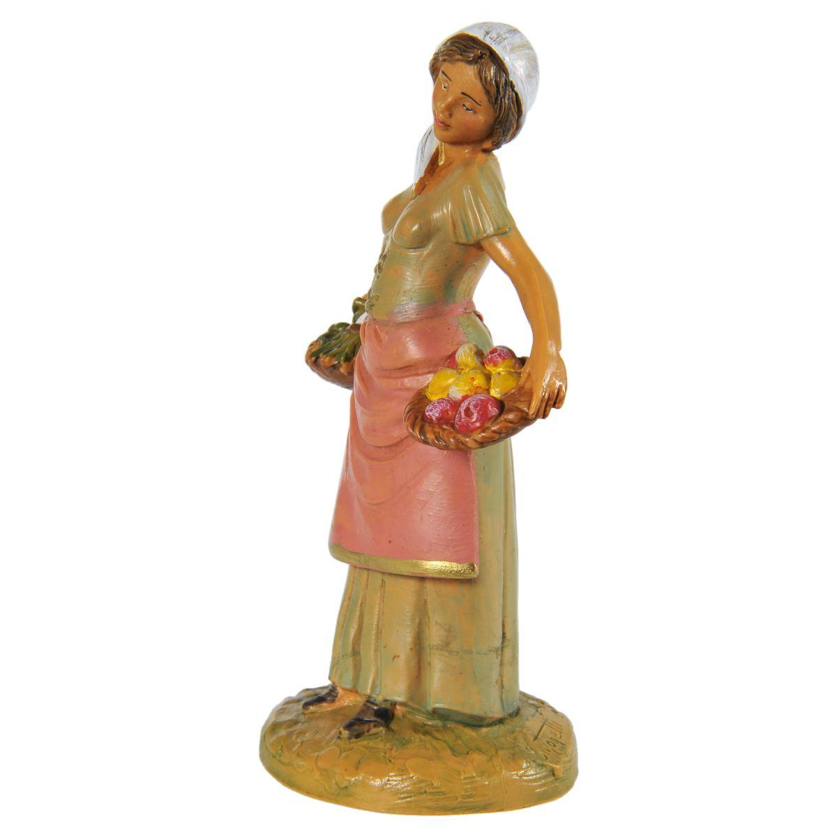 Statua cm.12 Pastorella con Ceste di Frutta e Ortaggi | Fontanini