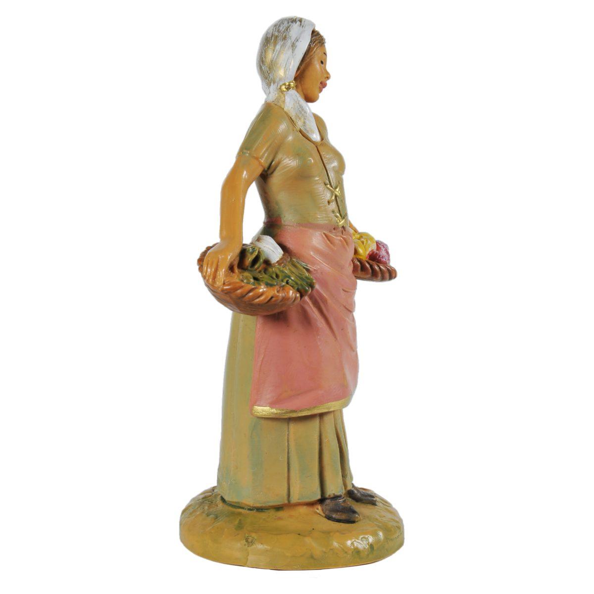 Statua cm.12 Pastorella con Ceste di Frutta e Ortaggi | Fontanini