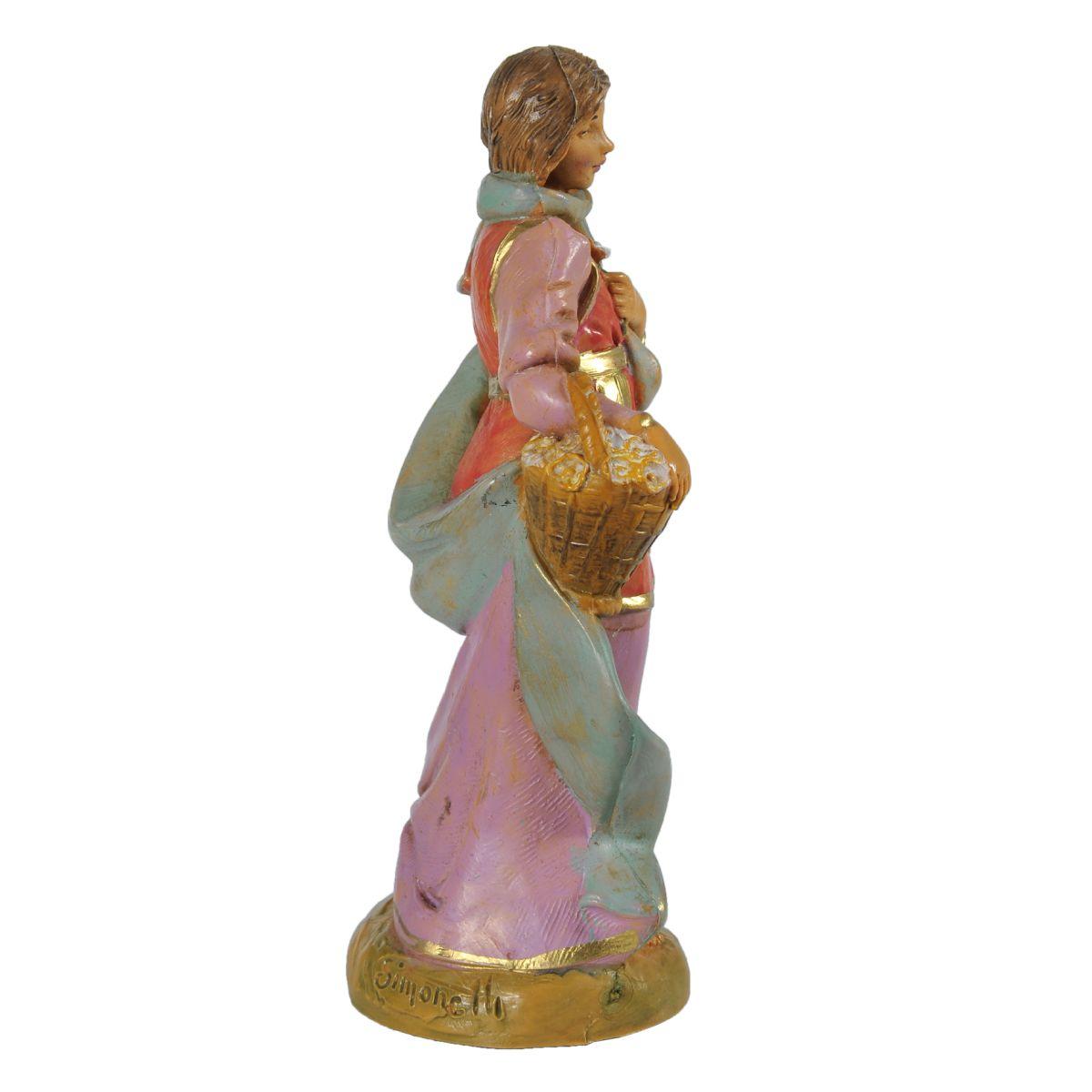 Statua cm.12 Pastorella Claudia con Cesta di Fiori | Fontanini