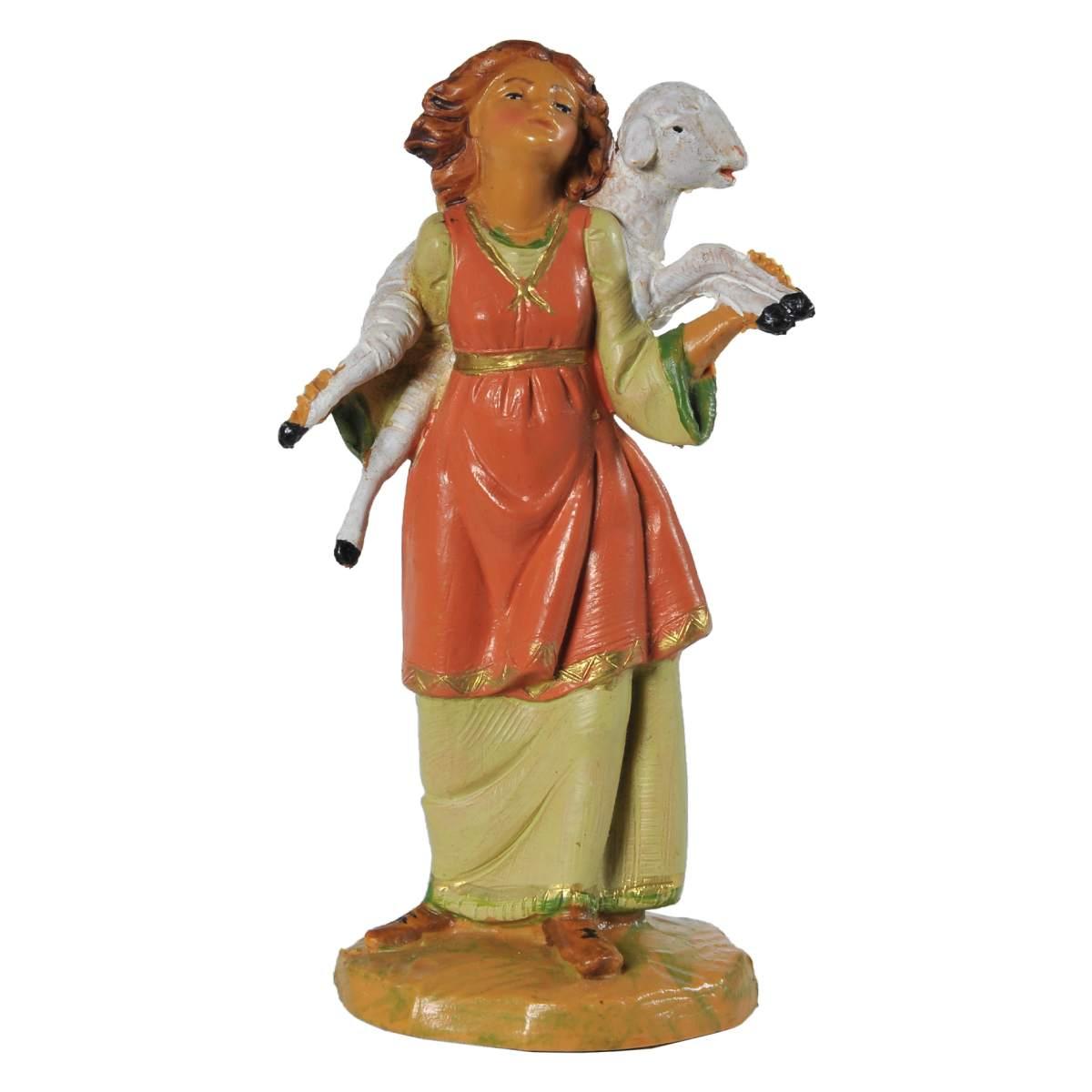 Statua cm.12 Pastorella Sofi con Pecora in Spalla | Fontanini