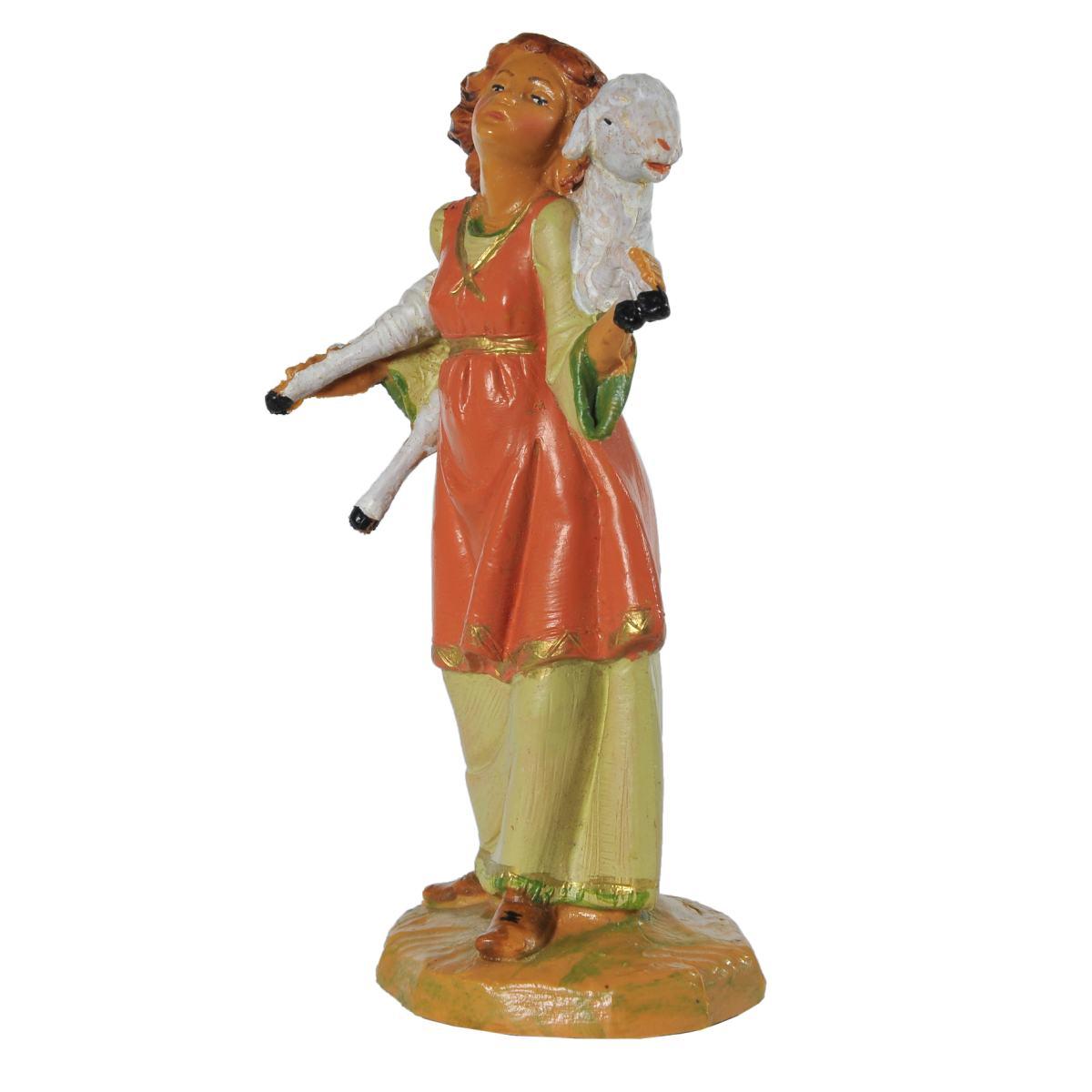 Statua cm.12 Pastorella Sofi con Pecora in Spalla | Fontanini