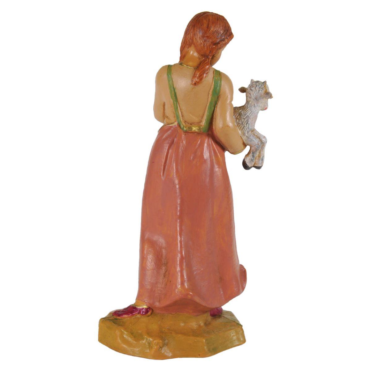 Statua presepe 19 cm pastorella con capretta