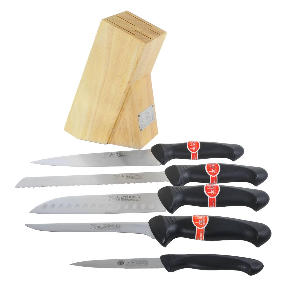 Ceppo Coltelli De Luca Legno pz.5 | De Luca