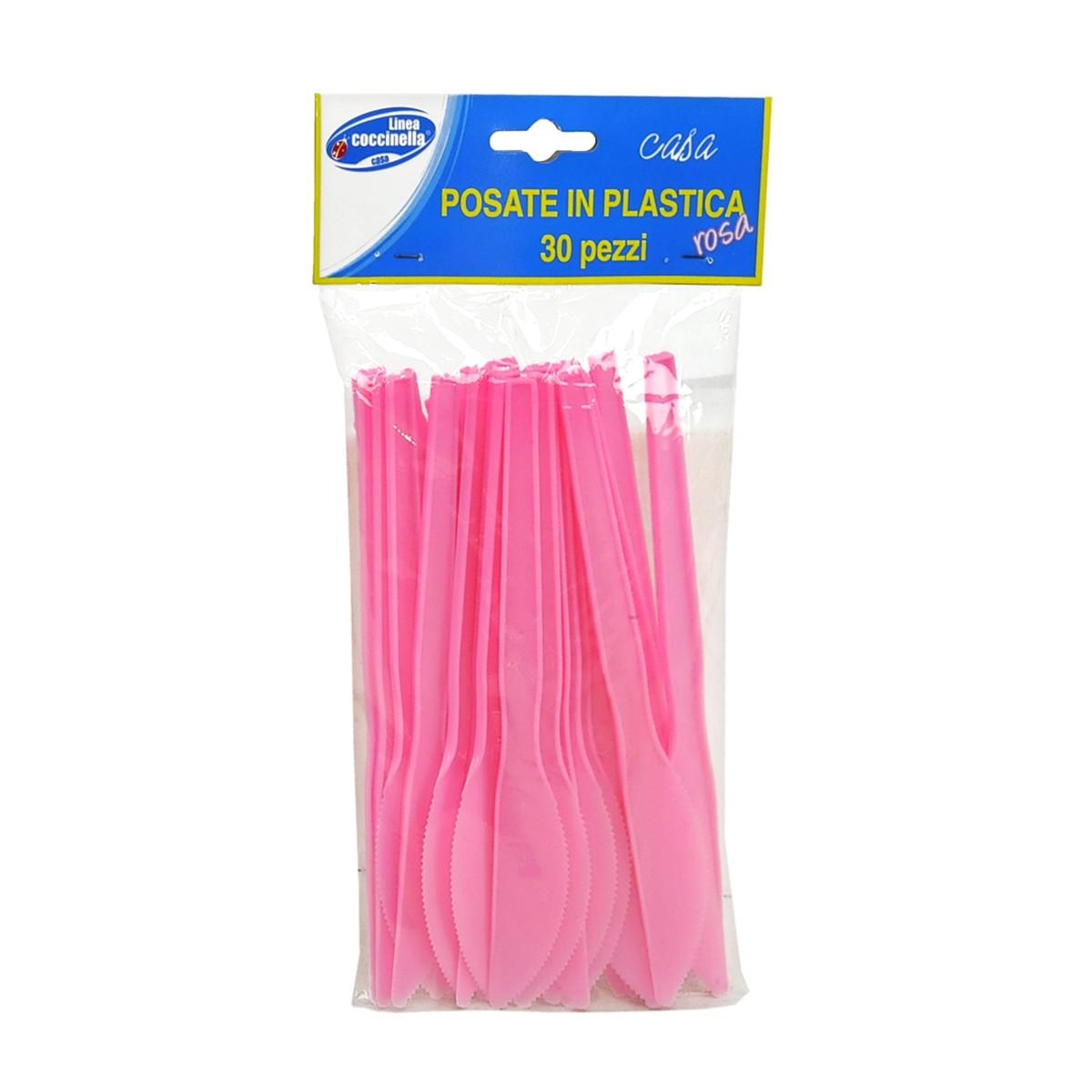 Posate Party Coltello PVC Pz30 Rosa Coccinella |M2 Store