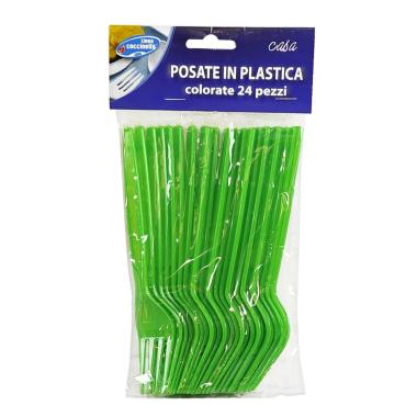 Posate Party Forchetta PVC Set pz.24 Verde Coccinella |M2 Store