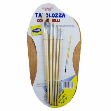 Pennelli con Tavolozza Legno Set pz.6 cm.40x20 |M2 Store