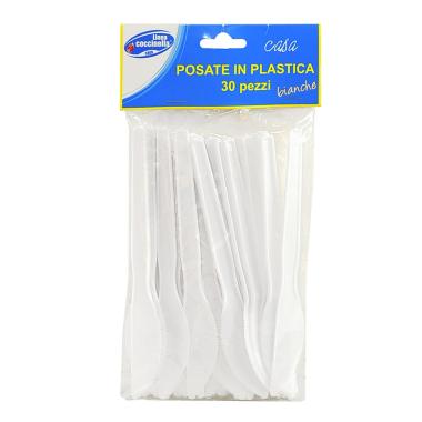 Posate Party Coltello PVC Set pz.30 Bianchi Coccinella |M2 Store