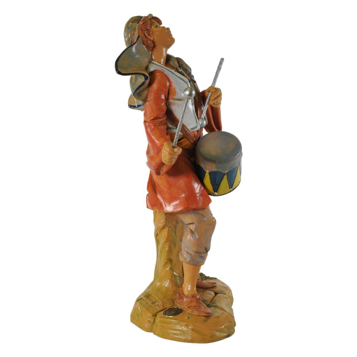 Statua presepe 30 cm pastore suonatore con tamburo