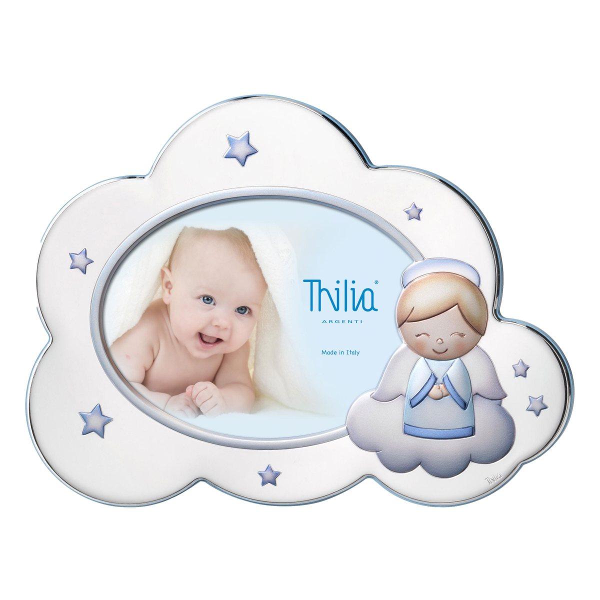 Cornice Arg. cm.10x15 Thilia Azzurra con Angelo | Thilia