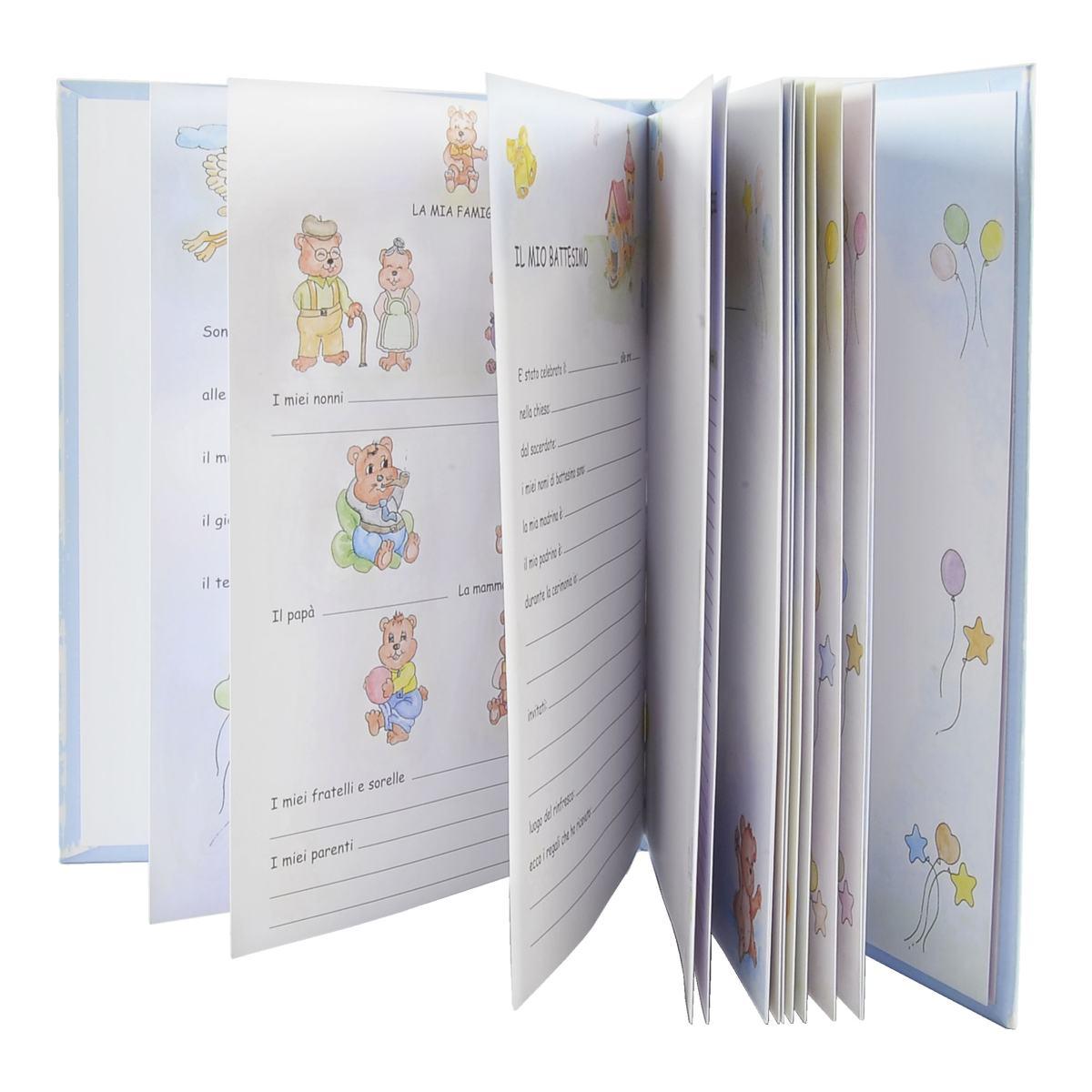 Diario Nascita Argento cm.17x24 Azzurro con Angelo | Thilia