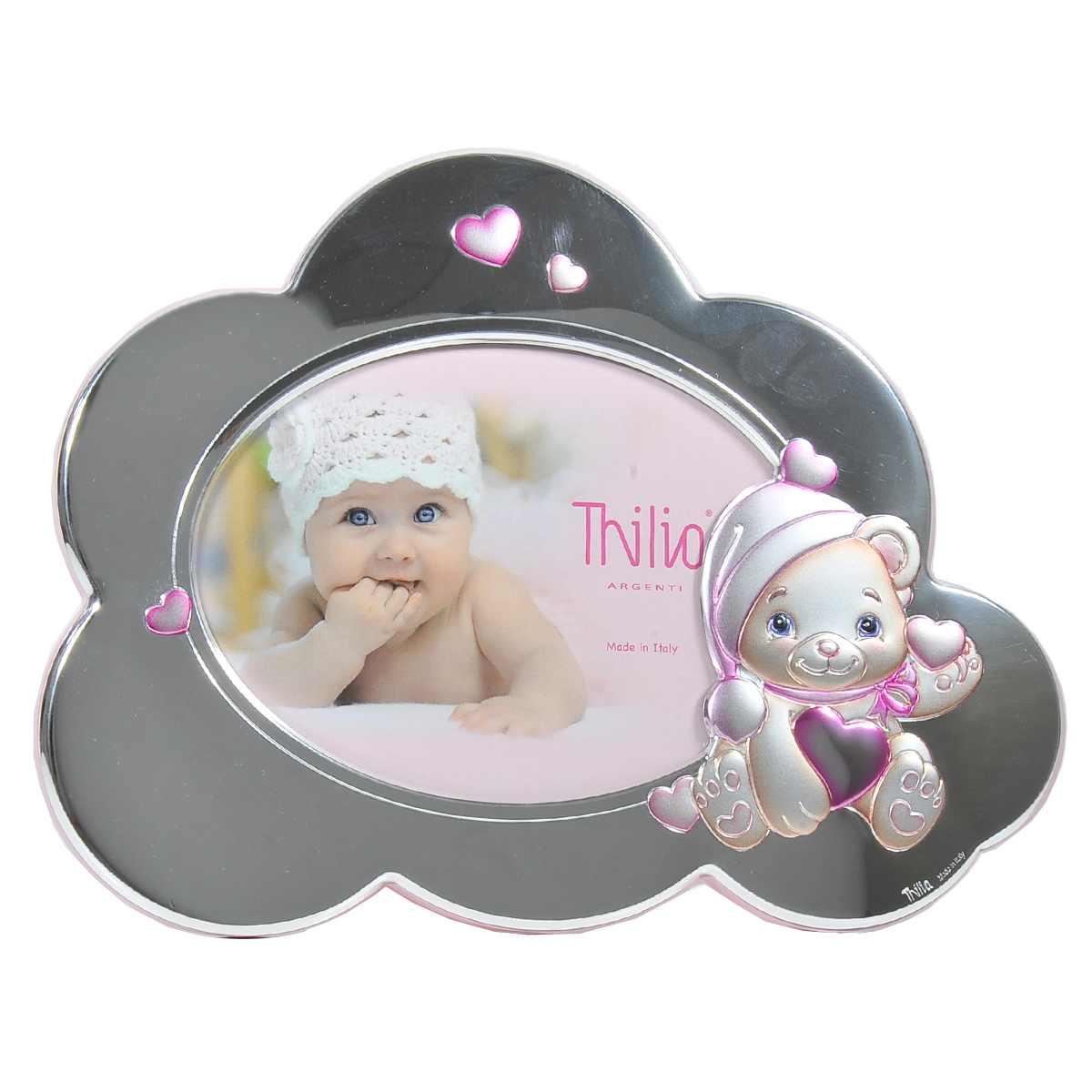 Cornice Arg. cm.13x18 Thilia Rosa con Orsetto | Thilia