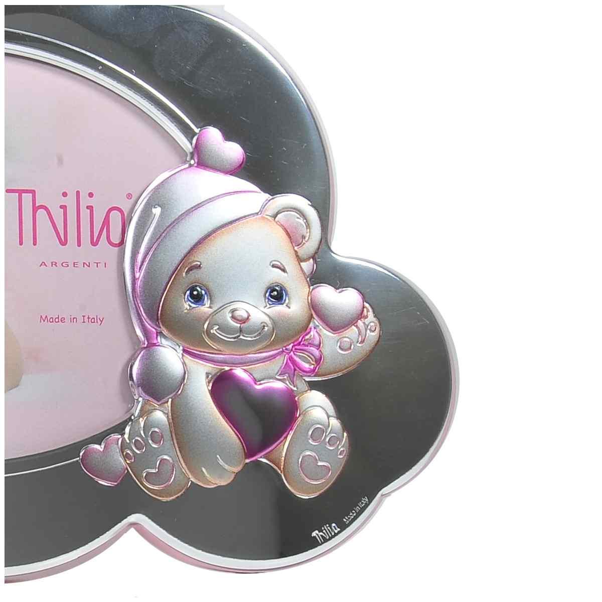 Cornice Arg. cm.13x18 Thilia Rosa con Orsetto | Thilia