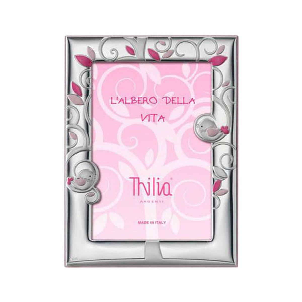 Cornice Arg. cm.10x15 Thilia Rosa con Uccellini | Thilia