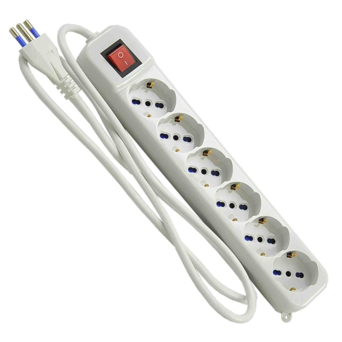 Multipresa 6P Schuko Lunga con Interruttore | M2 Store