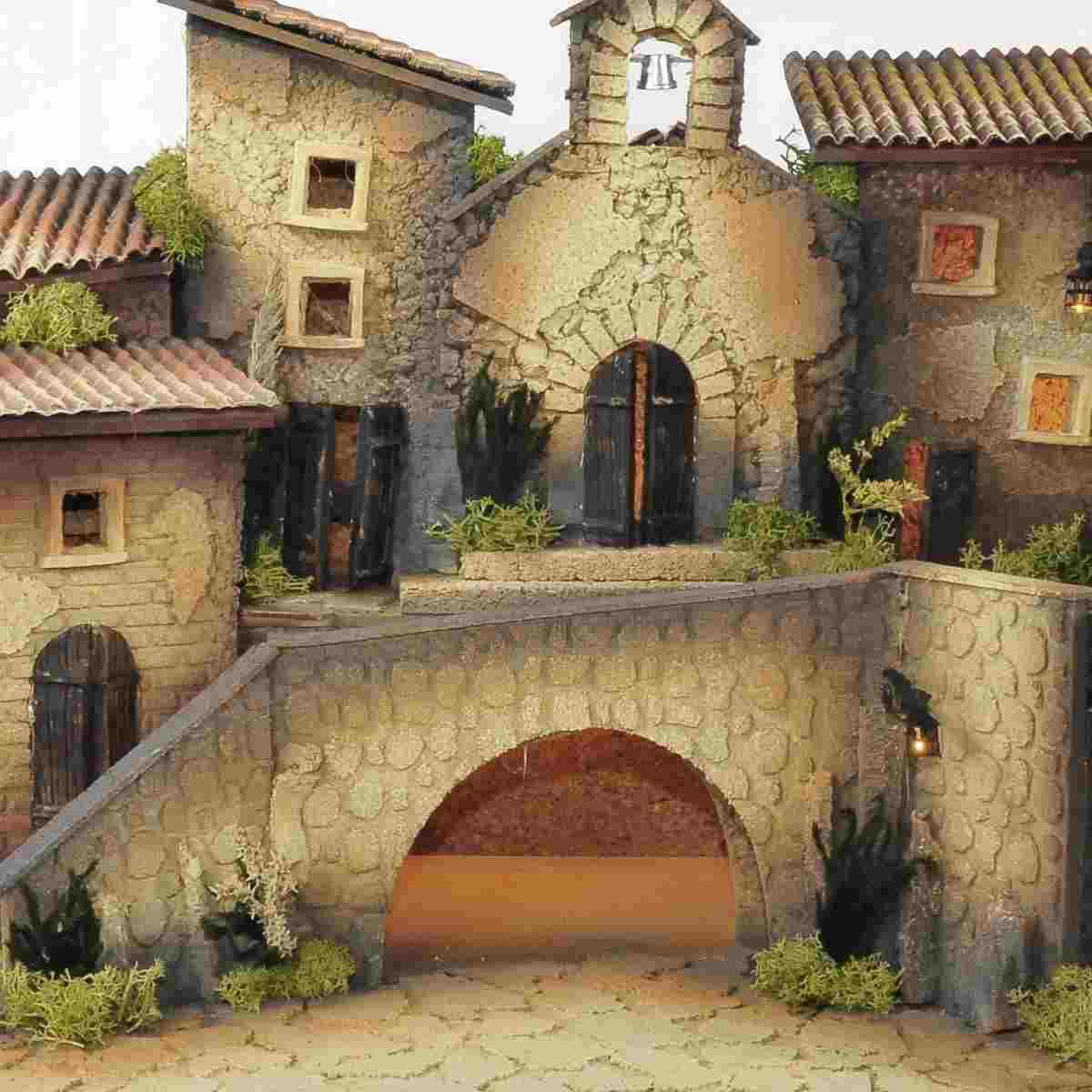 Paesaggio con Capanne Case Chiesa cm.70x40x38 | De Sisinno