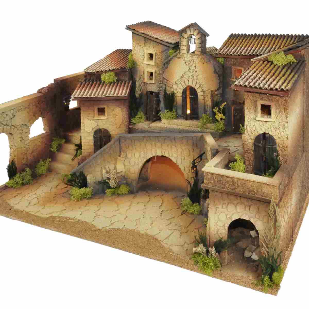 Paesaggio con Capanne Case Chiesa cm.70x40x38 | De Sisinno