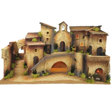 Paesaggio con Capanne Case Chiesa cm.70x40x38 | De Sisinno