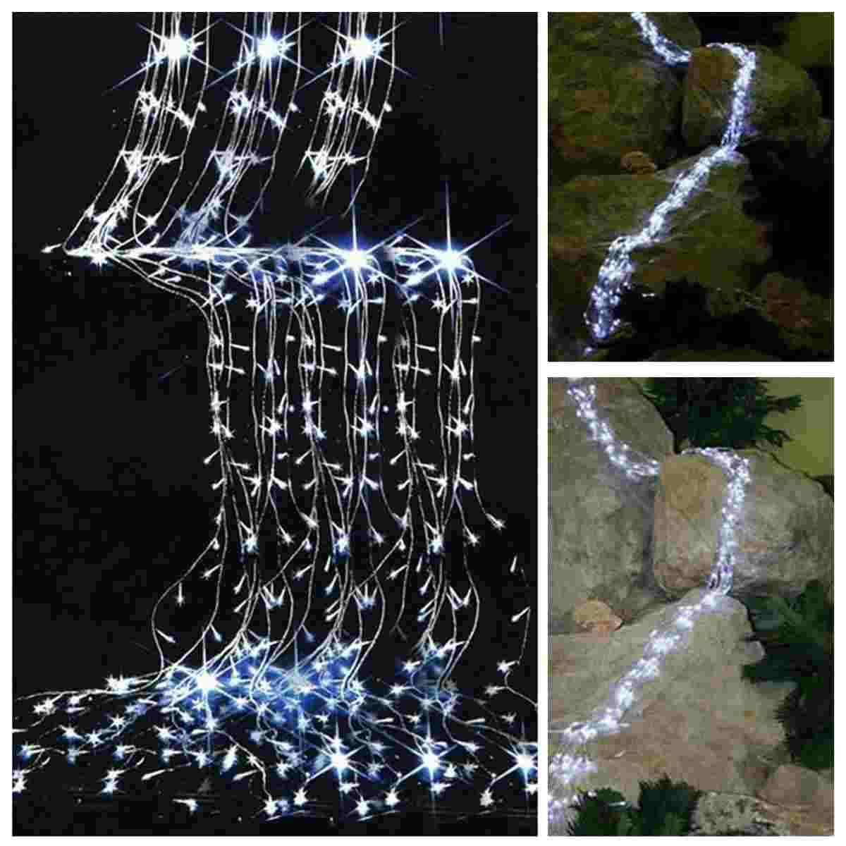 Luci Natale Tenda Esterno LED 960 Cascata Bianco/Blu cm.L100xh300 |M2 Store