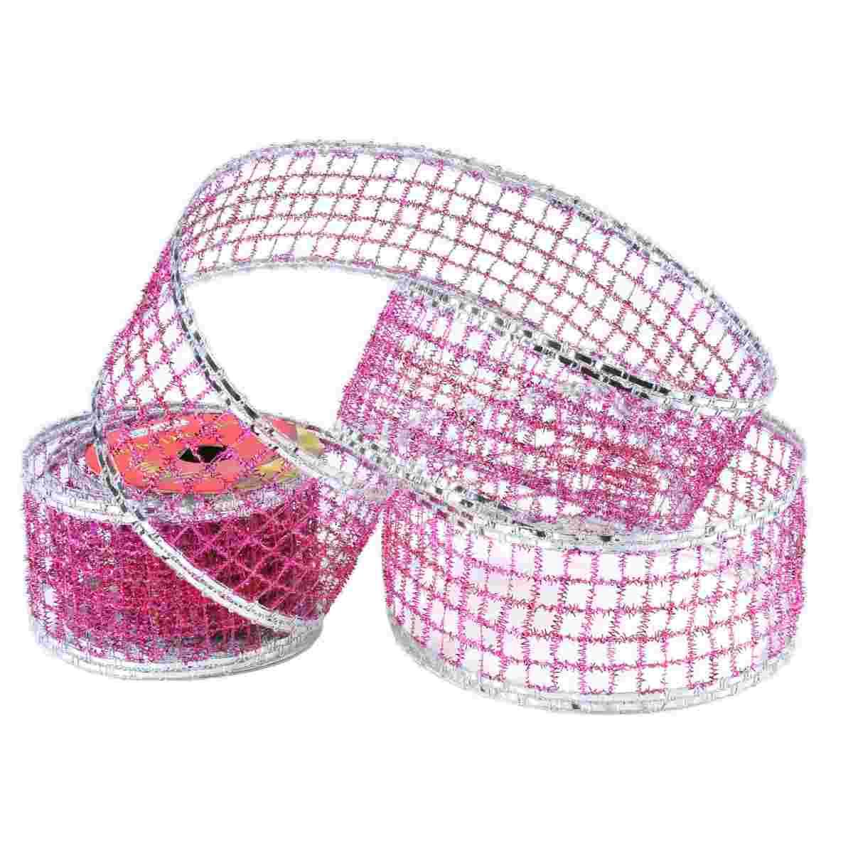 Nastro Organza Decoro Rosa/Arg. cm.300xH6,5