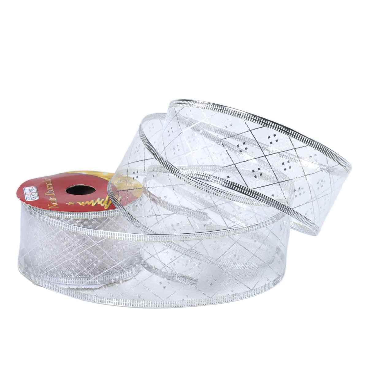 Nastro Organza Decoro Argento cm.270xH5