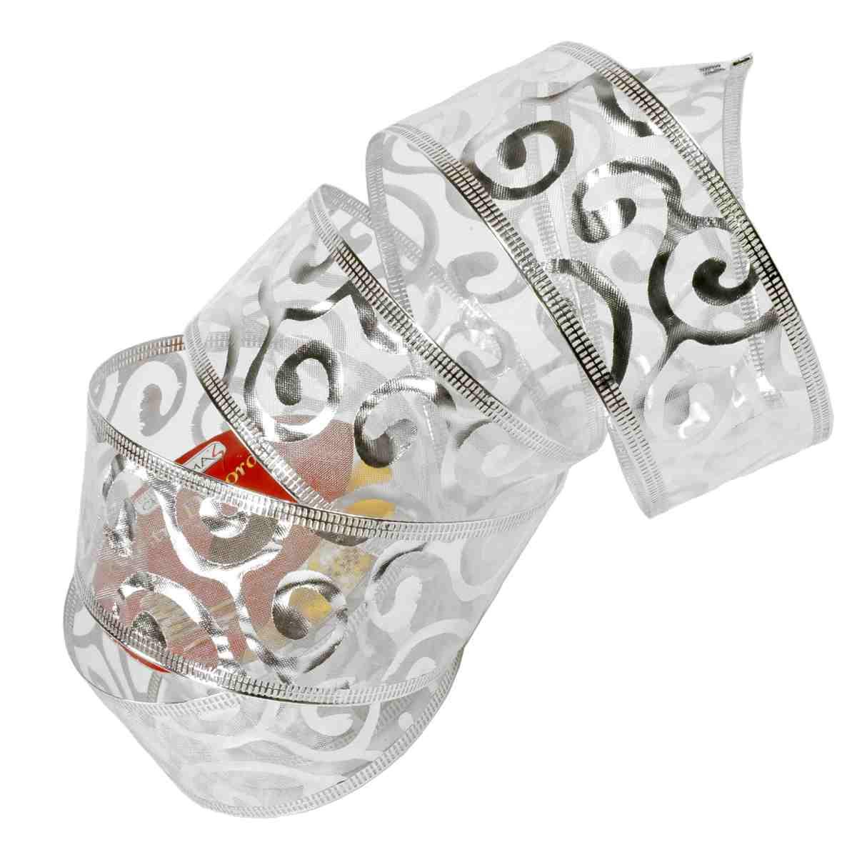 Nastro Organza Decoro Argento cm.270xH5