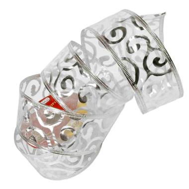 Nastro Organza Decoro Argento cm.270xH5