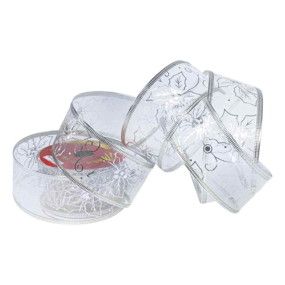 Nastro Organza Decoro Argento cm.270xH5